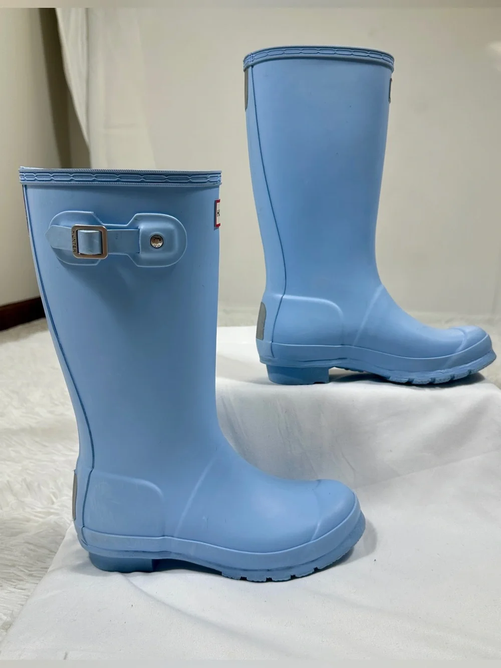 Hunter Original Kids Rain Boots Blue Tall Wellington Waterproof Girls US 2 EU 33